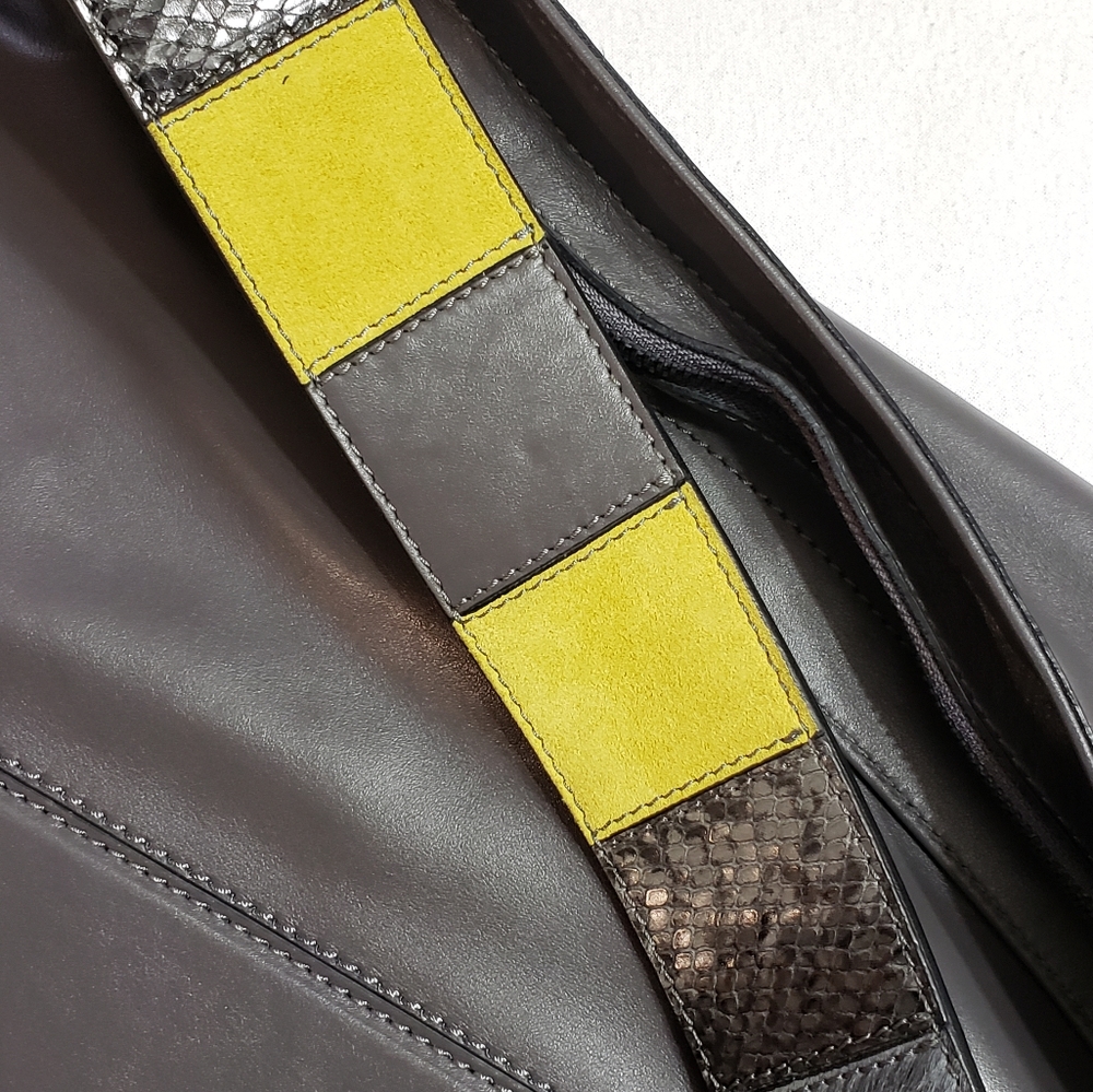 Lacucci grey Italian leather satchel bag - Picture 3 of 8